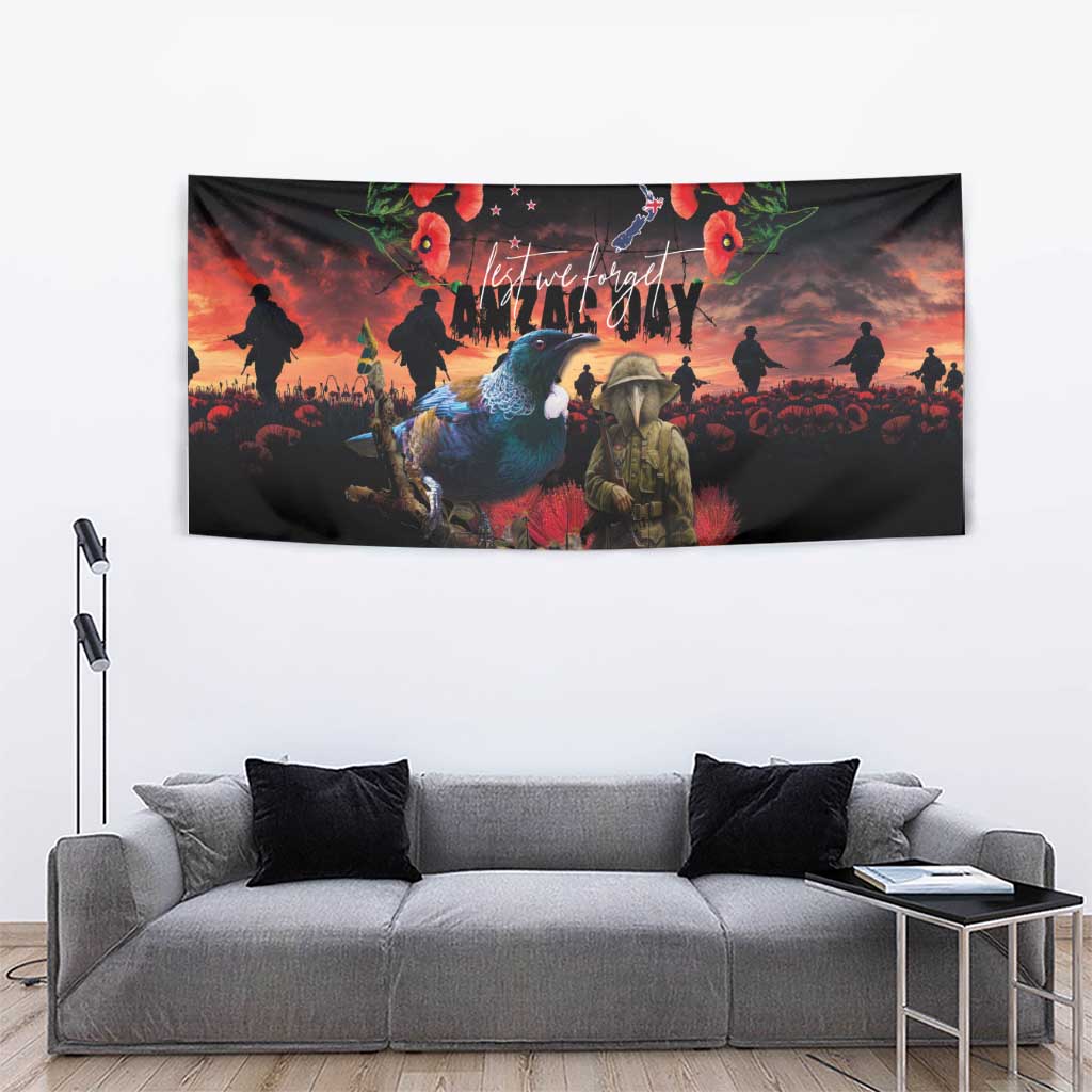 New Zealand ANZAC Day Tapestry Tui Bird and Kiwi Bird Soldier - Forever in My Thoughts LT03 - Polynesian Pride
