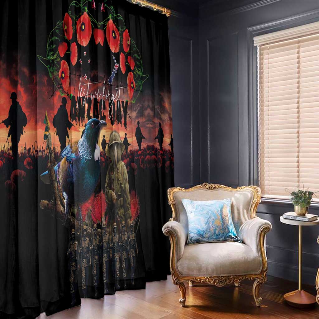 New Zealand ANZAC Day Window Curtain Tui Bird and Kiwi Bird Soldier - Forever in My Thoughts LT03 - Polynesian Pride