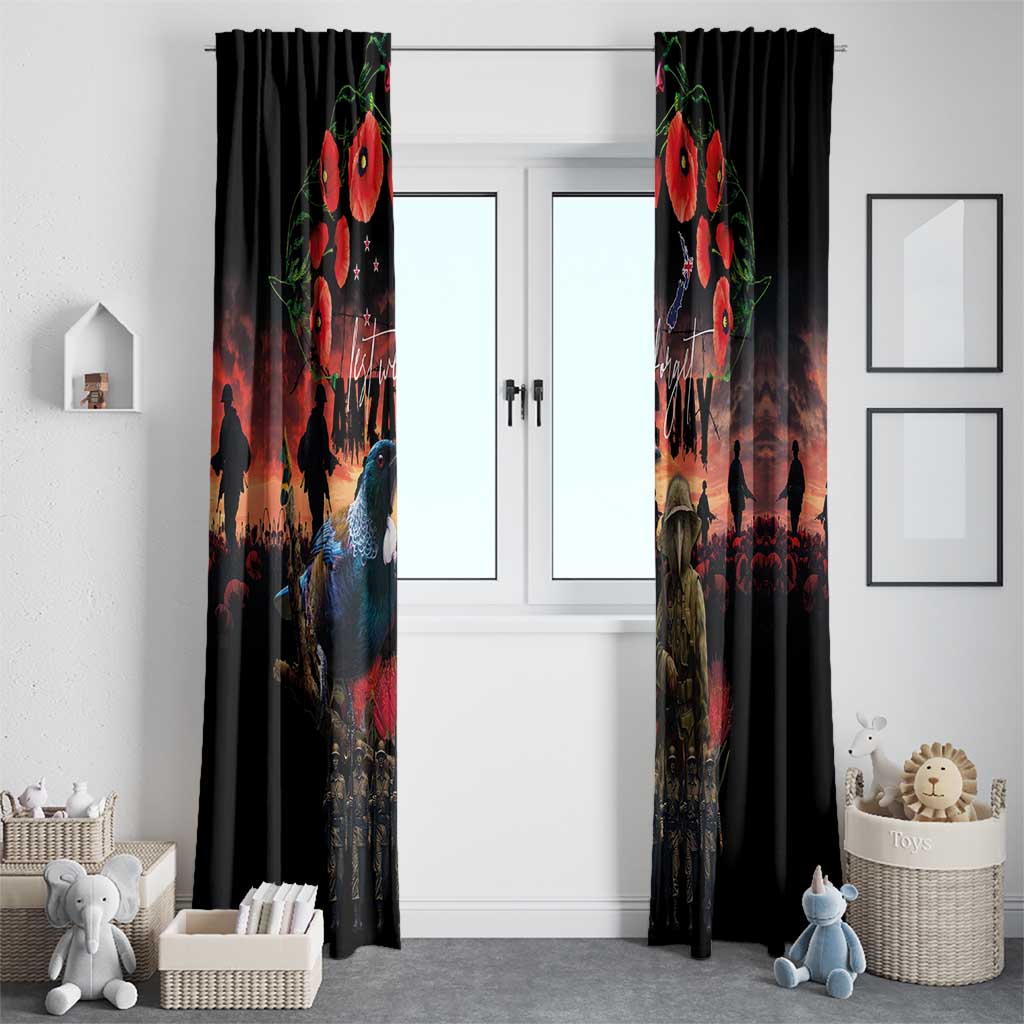 New Zealand ANZAC Day Window Curtain Tui Bird and Kiwi Bird Soldier - Forever in My Thoughts LT03 - Polynesian Pride