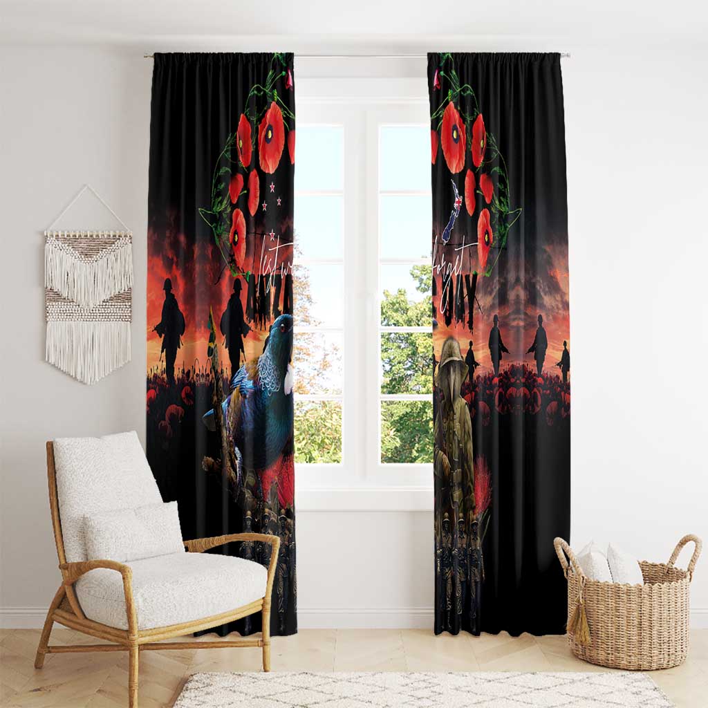 New Zealand ANZAC Day Window Curtain Tui Bird and Kiwi Bird Soldier - Forever in My Thoughts LT03 - Polynesian Pride