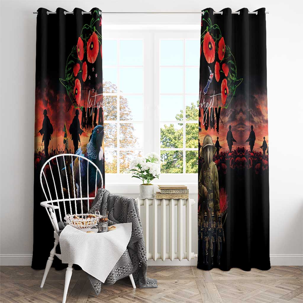 New Zealand ANZAC Day Window Curtain Tui Bird and Kiwi Bird Soldier - Forever in My Thoughts LT03 - Polynesian Pride