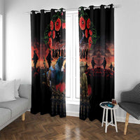 New Zealand ANZAC Day Window Curtain Tui Bird and Kiwi Bird Soldier - Forever in My Thoughts LT03 With Grommets Black - Polynesian Pride
