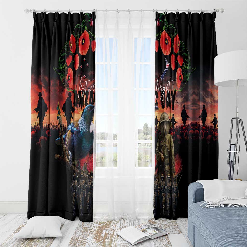 New Zealand ANZAC Day Window Curtain Tui Bird and Kiwi Bird Soldier - Forever in My Thoughts LT03 - Polynesian Pride