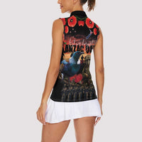 New Zealand ANZAC Day Women Sleeveless Polo Shirt Tui Bird and Kiwi Bird Soldier - Forever in My Thoughts LT03 - Polynesian Pride