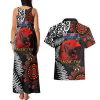 Australia and New Zealand ANZAC Day Couples Matching Tank Maxi Dress and Hawaiian Shirt Aboriginal and Maori Art Pattern - Gallipoli Lest We Forget LT03 - Polynesian Pride