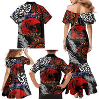 Australia and New Zealand ANZAC Day Family Matching Mermaid Dress and Hawaiian Shirt Aboriginal and Maori Art Pattern - Gallipoli Lest We Forget LT03 - Polynesian Pride