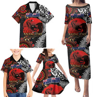 Australia and New Zealand ANZAC Day Family Matching Puletasi and Hawaiian Shirt Aboriginal and Maori Art Pattern - Gallipoli Lest We Forget LT03 - Polynesian Pride