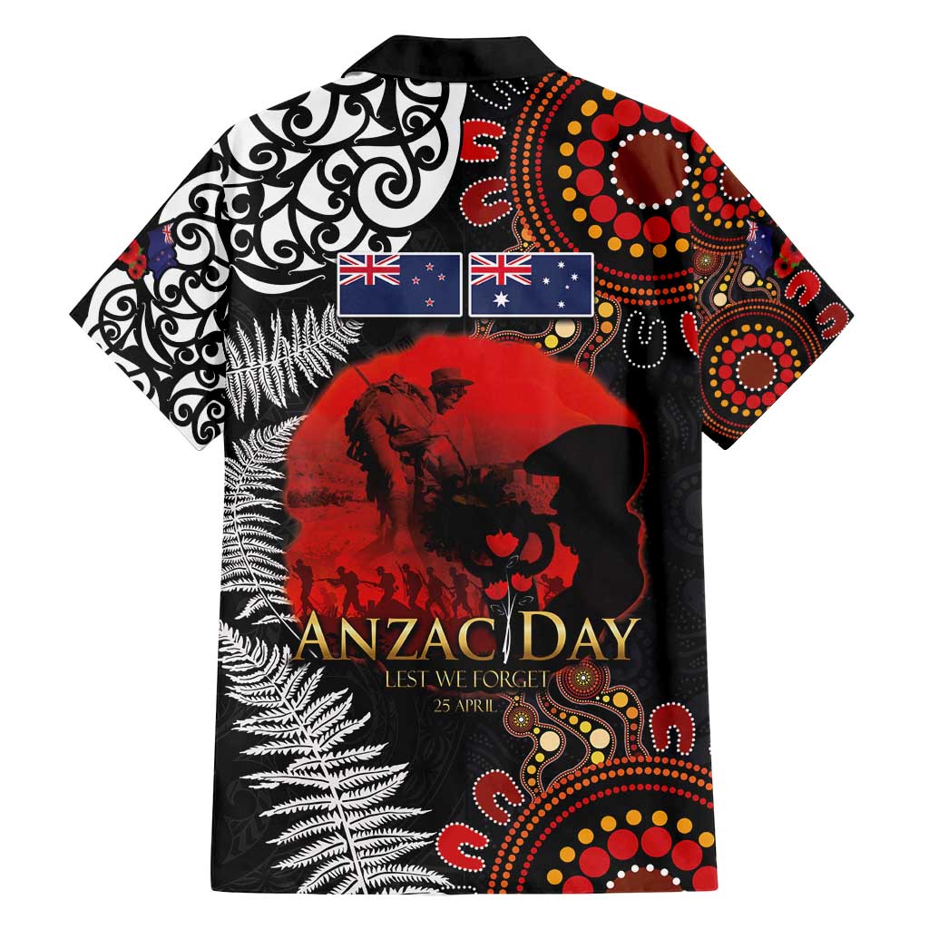 Australia and New Zealand ANZAC Day Family Matching Puletasi and Hawaiian Shirt Aboriginal and Maori Art Pattern - Gallipoli Lest We Forget LT03 - Polynesian Pride