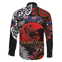 Australia and New Zealand ANZAC Day Family Matching Puletasi and Hawaiian Shirt Aboriginal and Maori Art Pattern - Gallipoli Lest We Forget LT03 - Polynesian Pride