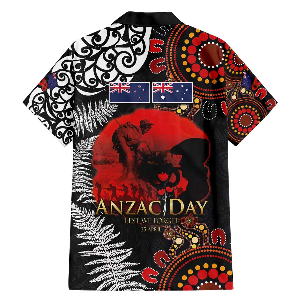 Australia and New Zealand ANZAC Day Family Matching Short Sleeve Bodycon Dress and Hawaiian Shirt Aboriginal and Maori Art Pattern - Gallipoli Lest We Forget LT03 - Polynesian Pride