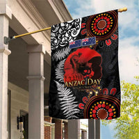Australia and New Zealand ANZAC Day Garden Flag Aboriginal and Maori Art Pattern - Gallipoli Lest We Forget LT03 House Flag Black - Polynesian Pride