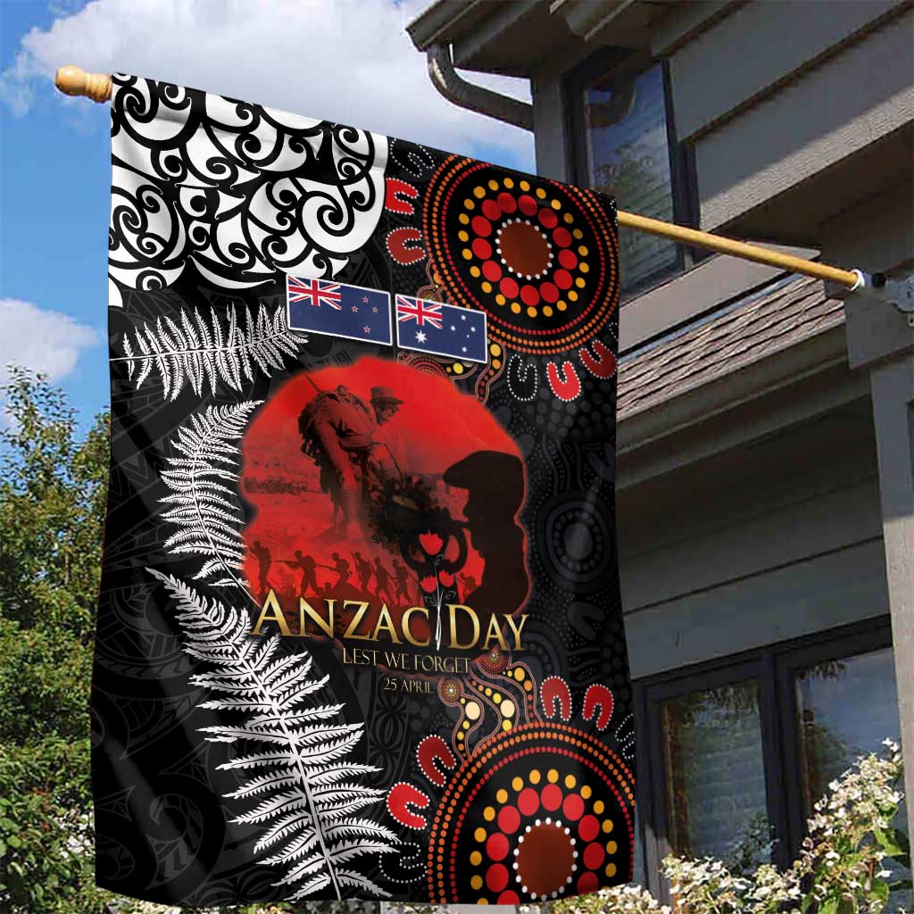 Australia and New Zealand ANZAC Day Garden Flag Aboriginal and Maori Art Pattern - Gallipoli Lest We Forget LT03 - Polynesian Pride