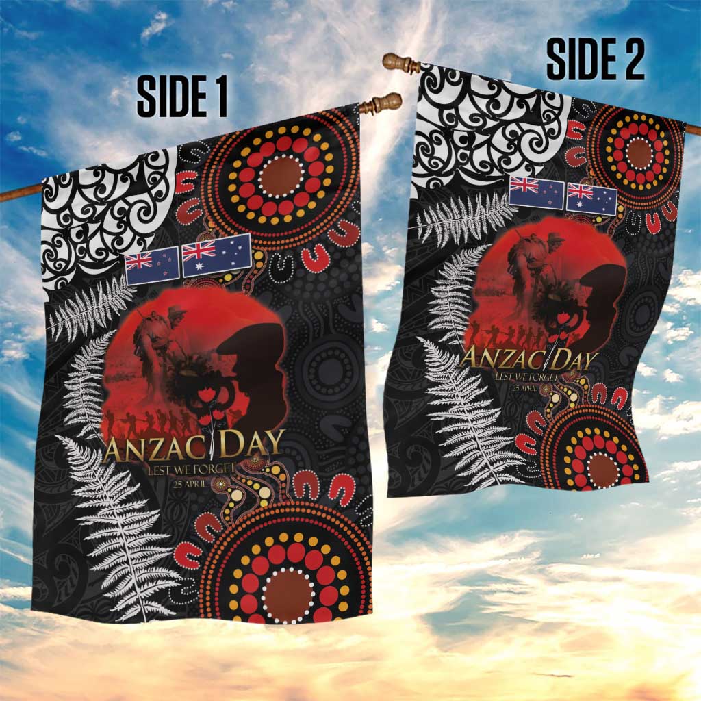 Australia and New Zealand ANZAC Day Garden Flag Aboriginal and Maori Art Pattern - Gallipoli Lest We Forget LT03 - Polynesian Pride