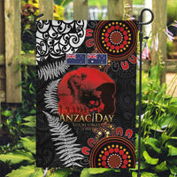 Australia and New Zealand ANZAC Day Garden Flag Aboriginal and Maori Art Pattern - Gallipoli Lest We Forget LT03 Garden Flag Black - Polynesian Pride