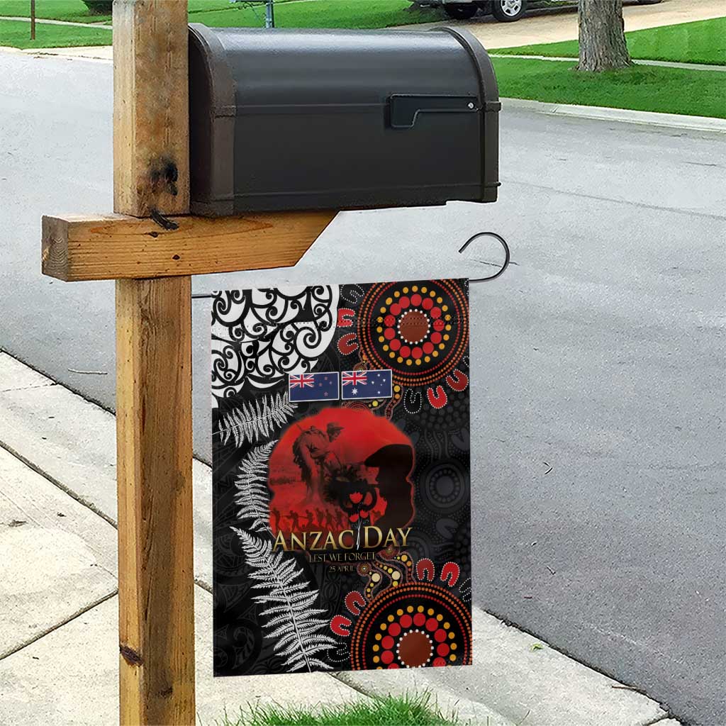 Australia and New Zealand ANZAC Day Garden Flag Aboriginal and Maori Art Pattern - Gallipoli Lest We Forget LT03 - Polynesian Pride