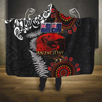 Australia and New Zealand ANZAC Day Hooded Blanket Aboriginal and Maori Art Pattern - Gallipoli Lest We Forget LT03 - Polynesian Pride