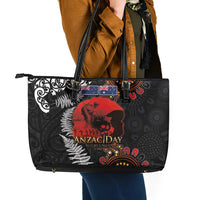 Australia and New Zealand ANZAC Day Leather Tote Bag Aboriginal and Maori Art Pattern - Gallipoli Lest We Forget LT03 - Polynesian Pride