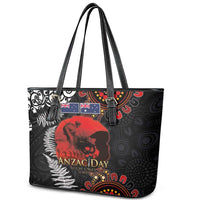 Australia and New Zealand ANZAC Day Leather Tote Bag Aboriginal and Maori Art Pattern - Gallipoli Lest We Forget LT03 - Polynesian Pride