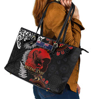 Australia and New Zealand ANZAC Day Leather Tote Bag Aboriginal and Maori Art Pattern - Gallipoli Lest We Forget LT03 - Polynesian Pride
