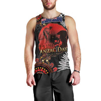Australia and New Zealand ANZAC Day Men Tank Top Aboriginal and Maori Art Pattern - Gallipoli Lest We Forget LT03 - Polynesian Pride
