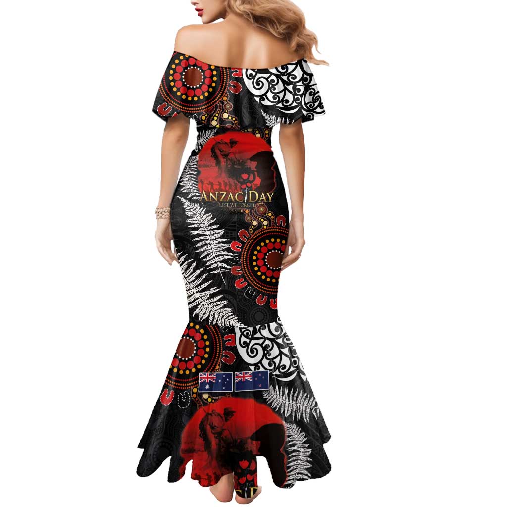 Australia and New Zealand ANZAC Day Mermaid Dress Aboriginal and Maori Art Pattern - Gallipoli Lest We Forget LT03 - Polynesian Pride