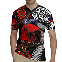 Australia and New Zealand ANZAC Day Rugby Jersey Aboriginal and Maori Art Pattern - Gallipoli Lest We Forget LT03 - Polynesian Pride
