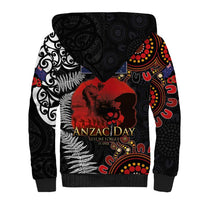 Australia and New Zealand ANZAC Day Sherpa Hoodie Aboriginal and Maori Art Pattern - Gallipoli Lest We Forget LT03 - Polynesian Pride