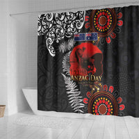 Australia and New Zealand ANZAC Day Shower Curtain Aboriginal and Maori Art Pattern - Gallipoli Lest We Forget LT03 - Polynesian Pride