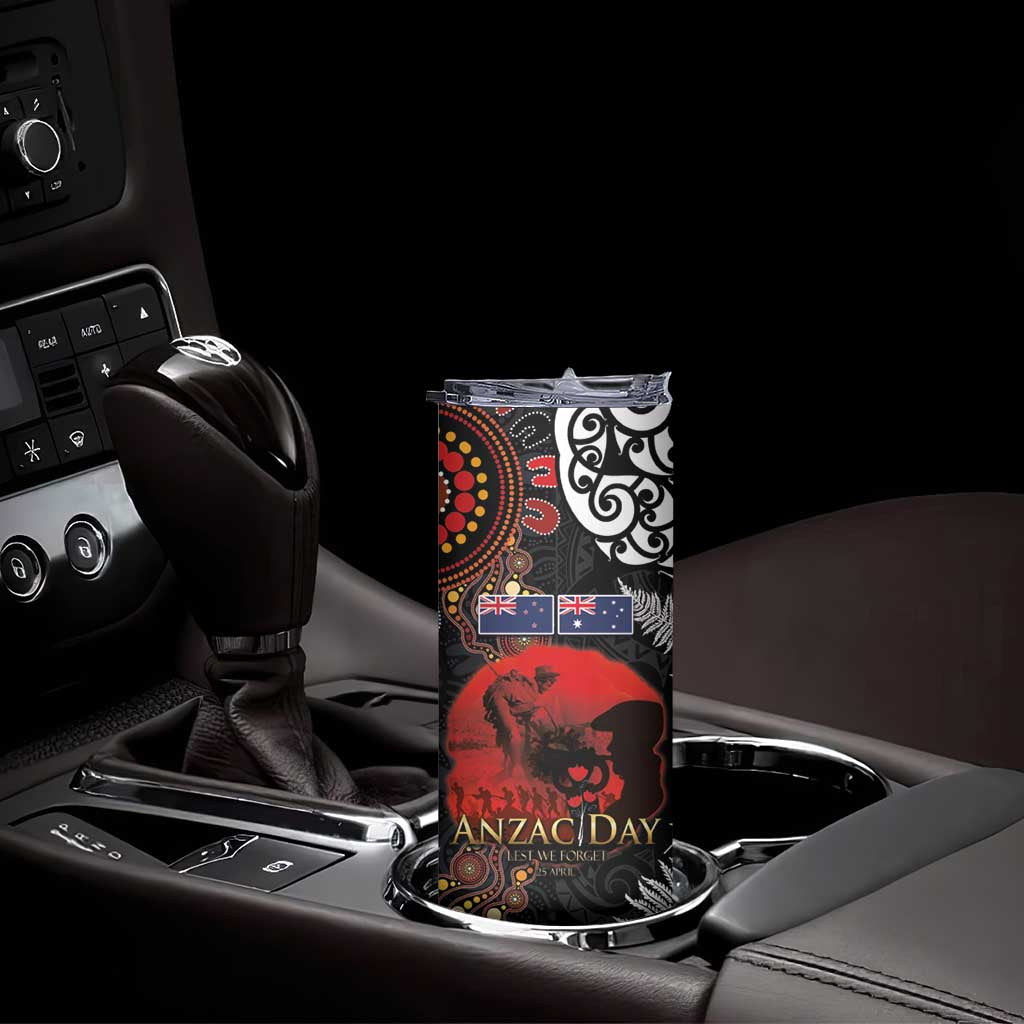 Australia and New Zealand ANZAC Day Skinny Tumbler Aboriginal and Maori Art Pattern Gallipoli Lest We Forget LT03 - Polynesian Pride