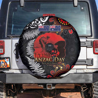 Australia and New Zealand ANZAC Day Spare Tire Cover Aboriginal and Maori Art Pattern - Gallipoli Lest We Forget LT03 Black - Polynesian Pride