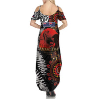Australia and New Zealand ANZAC Day Summer Maxi Dress Aboriginal and Maori Art Pattern - Gallipoli Lest We Forget LT03 - Polynesian Pride