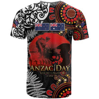 Australia and New Zealand ANZAC Day T Shirt Aboriginal and Maori Art Pattern - Gallipoli Lest We Forget LT03 - Polynesian Pride