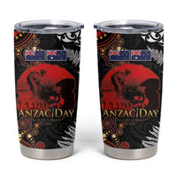 Australia and New Zealand ANZAC Day Tumbler Cup Aboriginal and Maori Art Pattern Gallipoli Lest We Forget LT03 Black - Polynesian Pride