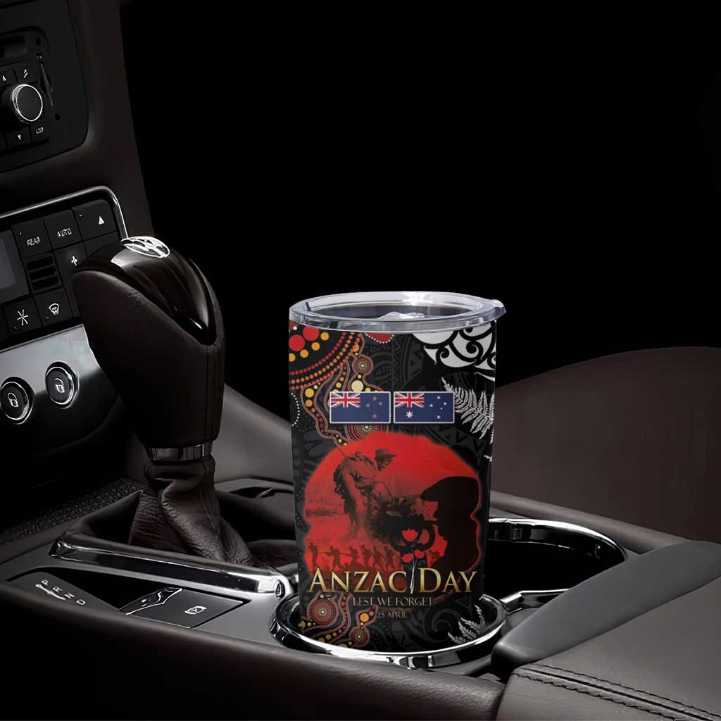 Australia and New Zealand ANZAC Day Tumbler Cup Aboriginal and Maori Art Pattern Gallipoli Lest We Forget LT03 - Polynesian Pride