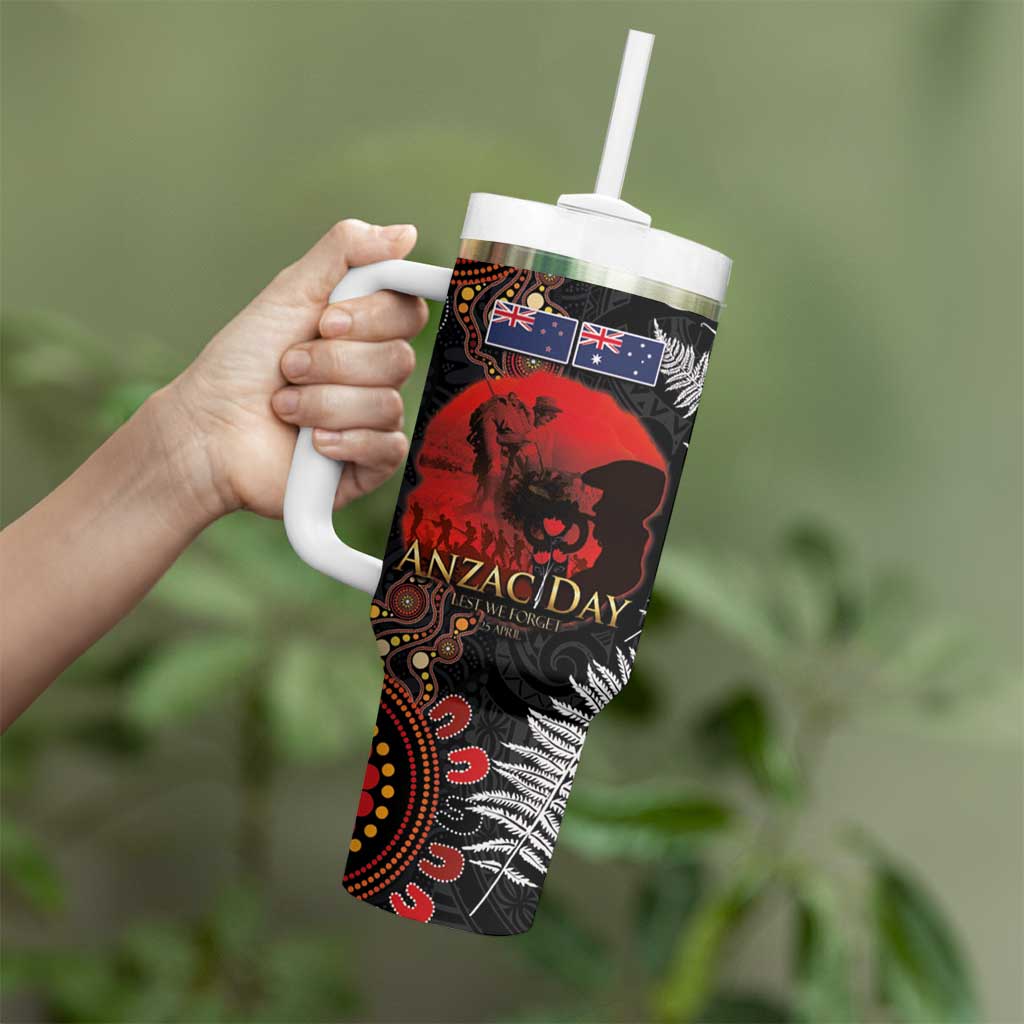 Australia and New Zealand ANZAC Day Tumbler With Handle Aboriginal and Maori Art Pattern Gallipoli Lest We Forget LT03 - Polynesian Pride