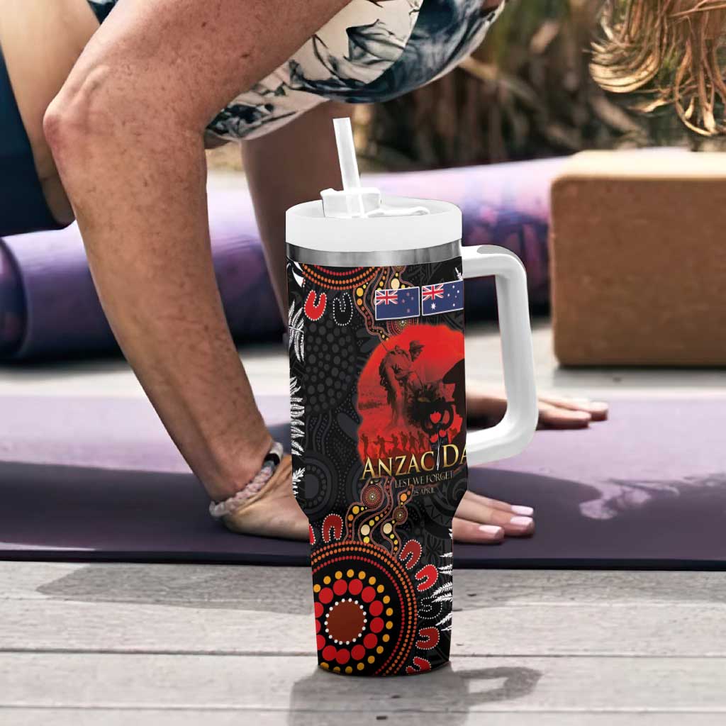 Australia and New Zealand ANZAC Day Tumbler With Handle Aboriginal and Maori Art Pattern Gallipoli Lest We Forget LT03 - Polynesian Pride