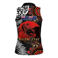 Australia and New Zealand ANZAC Day Women Sleeveless Polo Shirt Aboriginal and Maori Art Pattern - Gallipoli Lest We Forget LT03 - Polynesian Pride