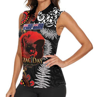 Australia and New Zealand ANZAC Day Women Sleeveless Polo Shirt Aboriginal and Maori Art Pattern - Gallipoli Lest We Forget LT03 - Polynesian Pride