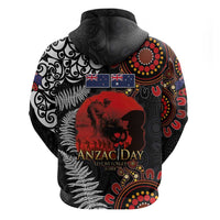 Australia and New Zealand ANZAC Day Zip Hoodie Aboriginal and Maori Art Pattern - Gallipoli Lest We Forget LT03 - Polynesian Pride