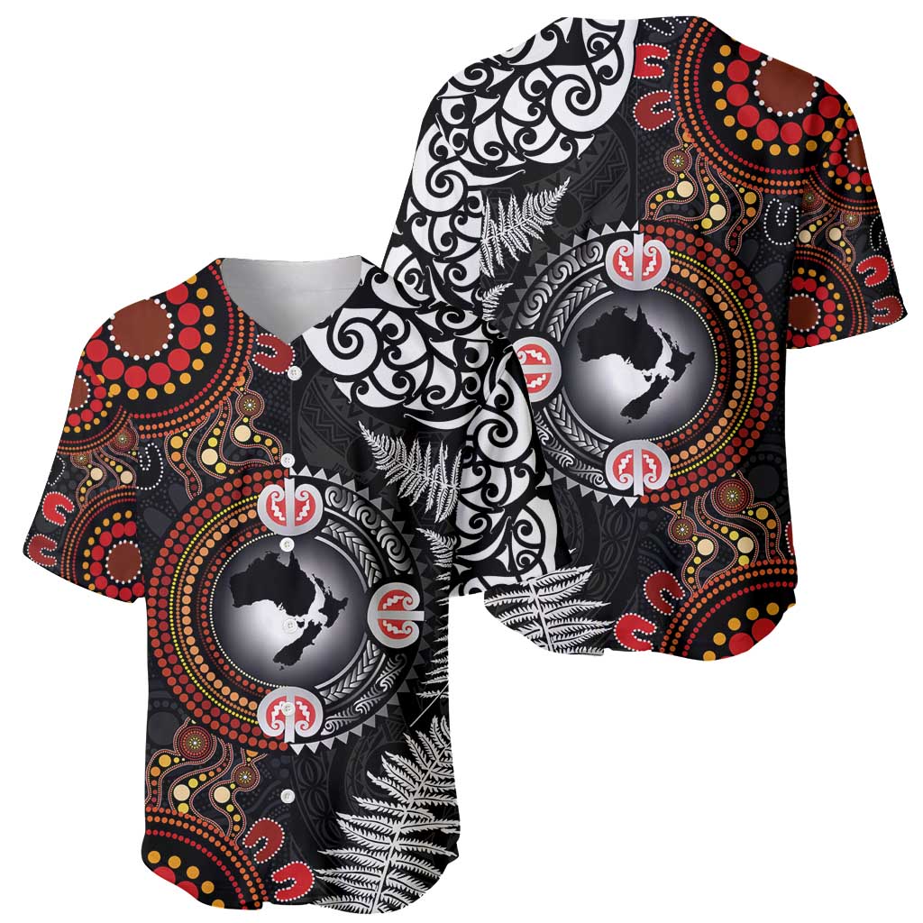 Australia and New Zealand Together Baseball Jersey Aboriginal and Maori Art Tattoo LT03 - Polynesian Pride