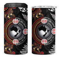 Australia and New Zealand Together 4 in 1 Can Cooler Tumbler Aboriginal and Maori Art Tattoo LT03 One Size: 16 oz Black - Polynesian Pride