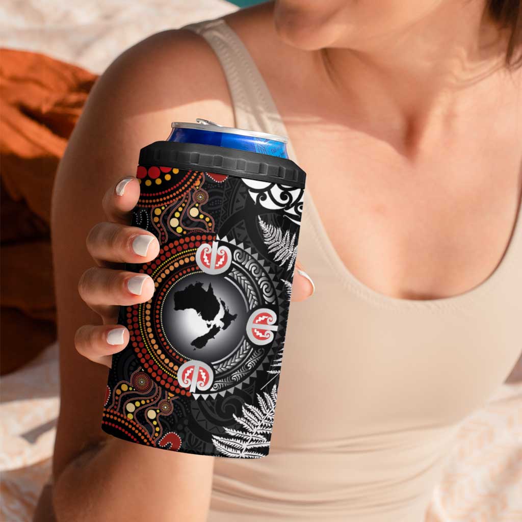 Australia and New Zealand Together 4 in 1 Can Cooler Tumbler Aboriginal and Maori Art Tattoo LT03 - Polynesian Pride