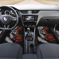 Australia and New Zealand Together Car Mats Aboriginal and Maori Art Tattoo LT03 Set 2pcs - Front Black - Polynesian Pride