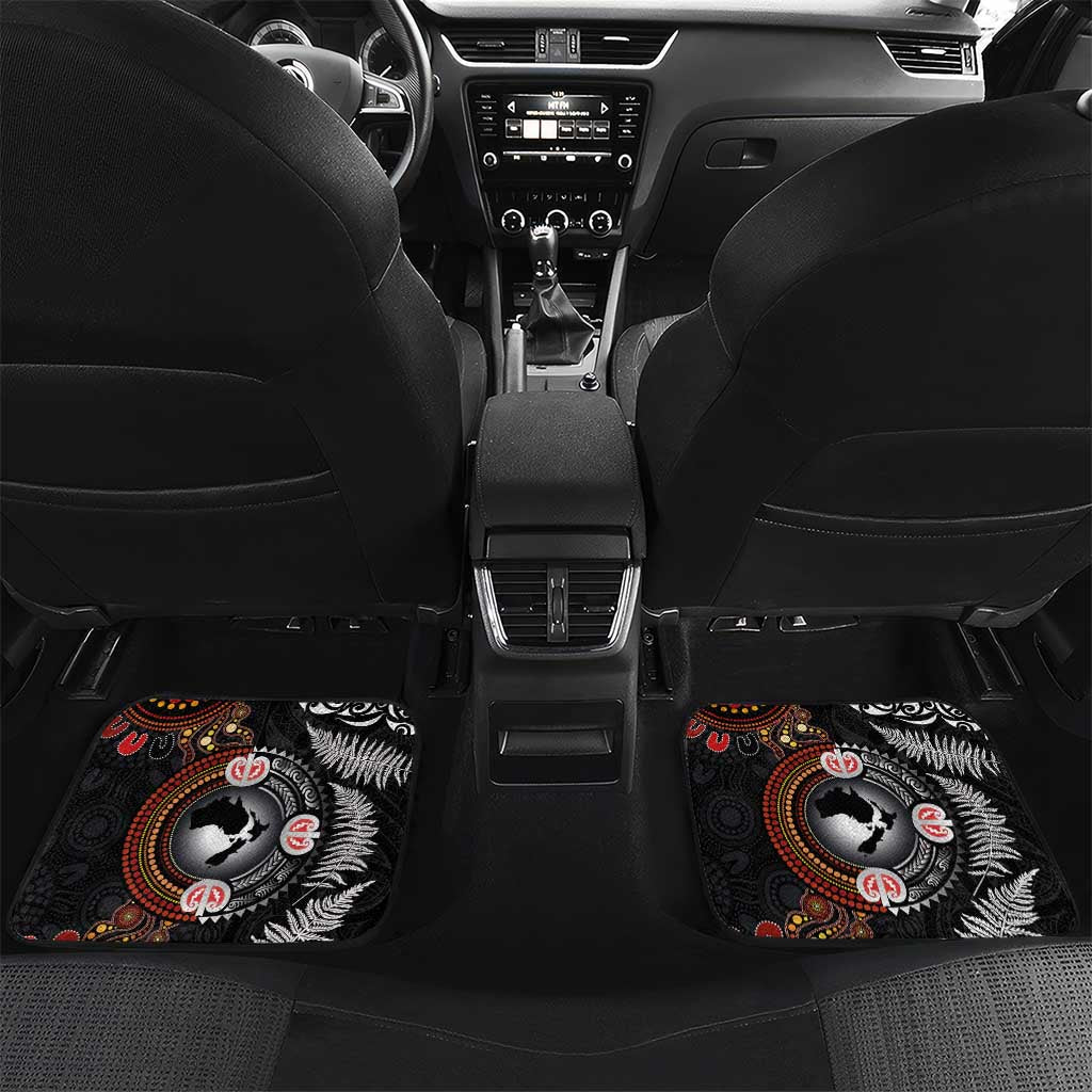 Australia and New Zealand Together Car Mats Aboriginal and Maori Art Tattoo LT03 Set 2pcs - Back Black - Polynesian Pride