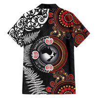 Australia and New Zealand Together Family Matching Long Sleeve Bodycon Dress and Hawaiian Shirt Aboriginal and Maori Art Tattoo LT03 - Polynesian Pride