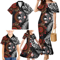 Australia and New Zealand Together Family Matching Mermaid Dress and Hawaiian Shirt Aboriginal and Maori Art Tattoo LT03 - Polynesian Pride
