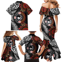 Australia and New Zealand Together Family Matching Mermaid Dress and Hawaiian Shirt Aboriginal and Maori Art Tattoo LT03 - Polynesian Pride