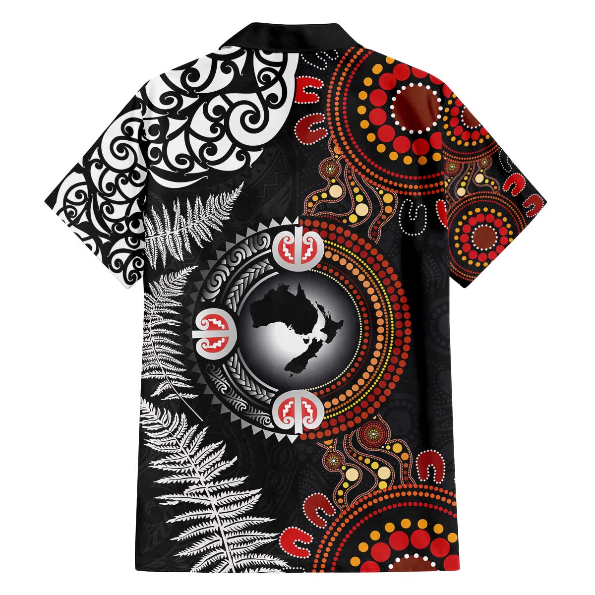 Australia and New Zealand Together Family Matching Off The Shoulder Long Sleeve Dress and Hawaiian Shirt Aboriginal and Maori Art Tattoo LT03 - Polynesian Pride
