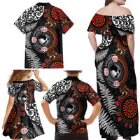 Australia and New Zealand Together Family Matching Off Shoulder Maxi Dress and Hawaiian Shirt Aboriginal and Maori Art Tattoo LT03 - Polynesian Pride