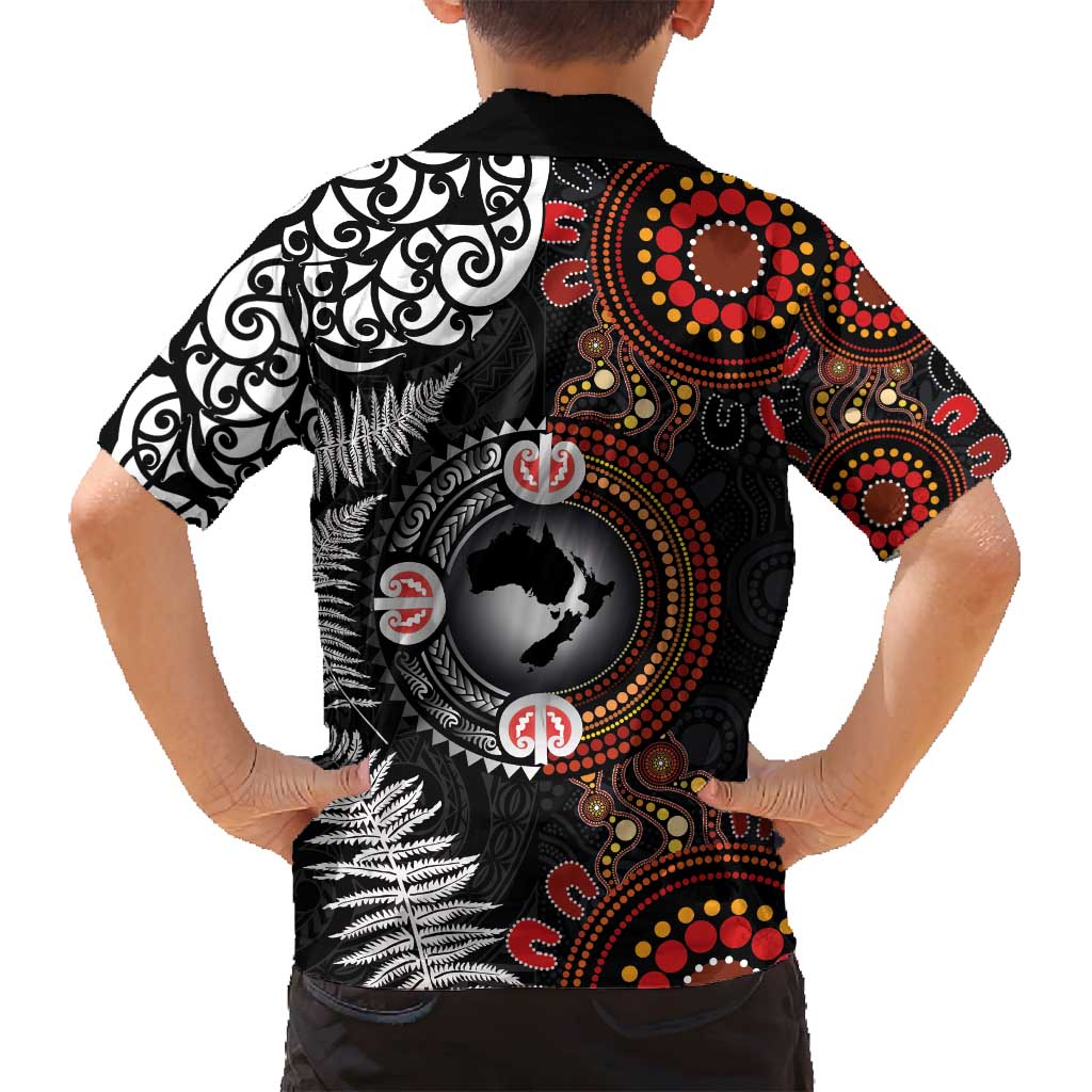 Australia and New Zealand Together Family Matching Puletasi and Hawaiian Shirt Aboriginal and Maori Art Tattoo LT03 - Polynesian Pride